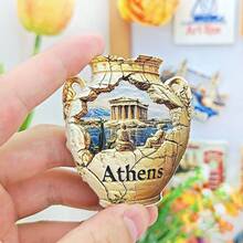 1pc Resin Santorini, Greece Dreamy Fridge Magnet, Athens Travel Souvenir Home Office Storage Cabinet Decor, Meaningful Creative Gift - Multicolor - View 10