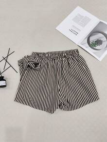 Women's Striped Shorts - Marrón rayado - Ver 2