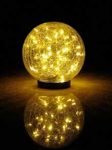 1/2 Outdoor Waterproof Solar Garden Ball Lamp, Cracked Glass Lawn Lamp 20LED Solar Ball Lamp, Suitable For Garden Landscape Lighting, Family Courtyard, Valentine's Day Outdoor Scene Arrangement, Vegetable Garden Night Decorative Lamp (2V 100MA Polycrystalline Silicon 1.2V AAA 800mah)