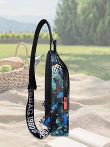 Nouveau sac de poitrine imprimé requin, poche de poitrine imprimée mode décontractée, sac de poitrine de sport, style universitaire, style de rue, sangle réglable, convient comme cadeau, saison de la rentrée scolaire (tous les imprimés de sangle sont aléatoires)