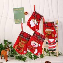 1pc Christmas Tree Sock Hanger, Cartoon Santa Claus, Snowman, Deer, Bear Socks, Children's Gift Candy Bag, Holiday Gift Packaging Bag, Christmas Socks For Decoration And Gift Storage Christmas Decorations Winter Room Decor Christmas Decorations Home Christmas Gifts Christmas Decor