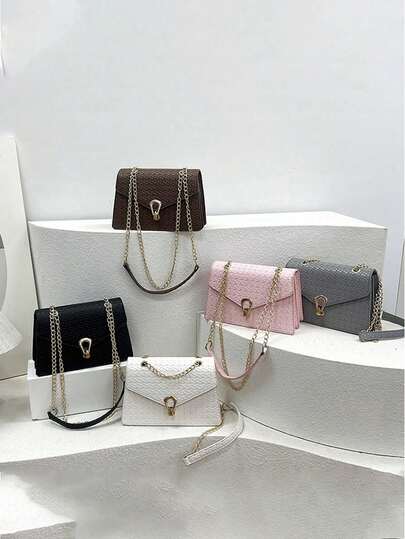 翻盖链条方形包，轻便商务休闲小号 PU 皮革纯色方形单肩包，适合日常使用的完美斜挎包，适合少女、女大学生、新秀和白领人士，适合办公室、大学、工作、商务、通勤、户外、旅行、郊游，适合女性的最佳工作包，生日礼物，配饰，情人节礼物，女士女士女孩女士青少年大学生学校学生礼物