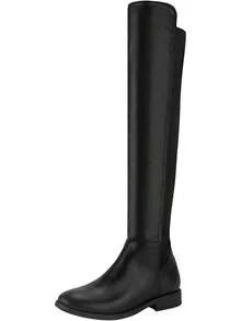 Thigh High Over The Knee Boots For Women Flat Low Heel Fall Winter Stretch Suede Long Round Toe Boots-2025 - Xám - Xem 3