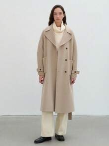 2025秋冬新款高端优雅女士长款大衣，韩版外套 - 杏色 - 查看 5