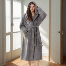 Cationic Couple Robe, Men/Women Long Thick Fleece Warm Bathrobe, Long Sleeve Soft Plush Sleepwear Set, Luxurious Warm Christmas & New Year Gift
