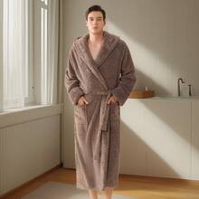 Cationic Couple Robe, Men/Women Long Thick Fleece Warm Bathrobe, Long Sleeve Soft Plush Sleepwear Set, Luxurious Warm Christmas & New Year Gift