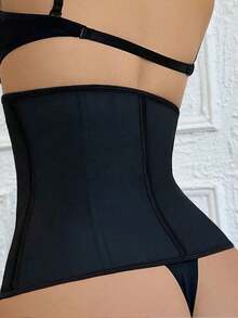 1 pieza Faja reductora de cintura con cremallera, moldeador de alta compresión del Body, faja para la cintura, faja para mujeres, corsé debajo del busto de látex, cinturilla - Negro - Ver 5