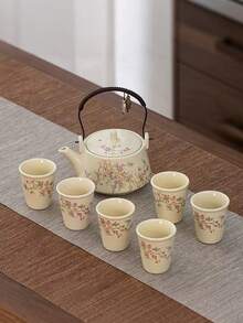 1套功夫茶具，家居客厅茶壶，茶杯，陶瓷茶具，1壶4杯 - 彩色 - 查看 3