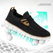 Mens Casual Loafers Shoes Slip On Fashion Walking Dress Sneakers Business Oxfords Work Lightweight Soft Sole Zapatos-20256688 - 黑色/白色 - 查看 10