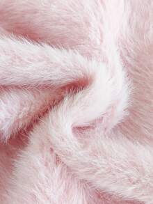 2pcs Baby Girls Casual Pink Furry Jacket And Ribbed Camisole Jumpsuit, Elegant And Fashionable - Pink - View 6