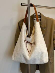 Geantă tote din pluș cu capacitate mare, geantă de mână pentru navetiști, geantă de umăr personalizată nouă în stil Ins 2025 pentru femei