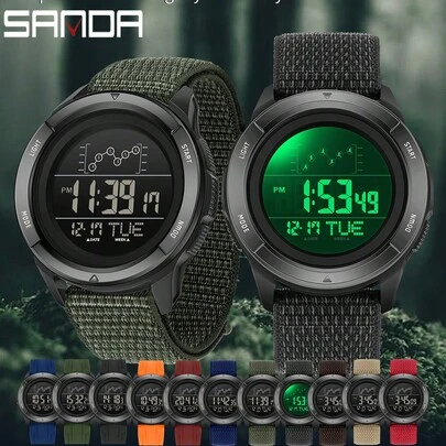  Reloj SANDA para hombres, digital, militar, deportivo, de marca de lujo, multifunción, con alarma, fecha, día de la semana, cronómetro, función de luz EL, resistente al agua, electrónico, LED, reloj original para hombre, regalo 2198
