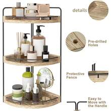 Superlele 3 Tier Rustic Bathroom Organizer, Corner Bathroom Counter Organizer, Wood Countertop Storage Tray For Vanity, Kitchen, Bedroom
