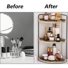 Superlele 3 Tier Rustic Bathroom Organizer, Corner Bathroom Counter Organizer, Wood Countertop Storage Tray For Vanity, Kitchen, Bedroom