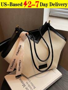 Heart Shaped Tote Bag For Women, Large Capacity PU Leather Top Handle Shoulder Bag - Elegant Retro Work Bag, Perfect Commuter & Mom Bag For Travel, Fits Laptop, Umbrella, Water Bottle, In White, Black, Brown,Shoulder Bag Pu Simple Bag For Work, Fashionable Business Casual Bag For Women, Perfect For Office, Business And Work[US Local Warehouse]Travel Essentials,School Supplies. - 黑與白 - 查看 1