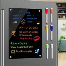 1pc Magnetic Acrylic Memo Board Set - Multi Functional Weekly Plan And Refrigerator Storage Box, Kitchen/Office Refrigerator Notepad, Weekly And Monthly Plans, Reusable Shopping List And To-Do List Manager, Transparent Note Holder, Can Be Used For Notes, Messages, And Writing, Erasable, Can Be Used As A Magnetic Refrigerator Sticker, Equipped With 6 Whiteboard Pens - Multicolor - View 6