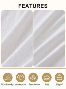 South Life 1pc Waterproof Fitted Sheet, Soft Terry Cloth Waterproof Mattress Protector, Breathable & Noiseless Knitted Fitted Sheet For Bed Mattress Cover With Deep Pocket For Home Hotel Bedroom, School Bedding Dorm Essentials, Fits Twin/Full/King/Queen Size Bed, For All Season, Without Pillowcase, Fathers Day Gift, Birthday Decorations, Grad Party Decor, Fathers Day Decor, Graduation Gift, Birthday Gift - trắng - Xem 5