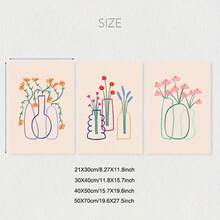 Frameless, 3 Pieces/Set Of Minimalist Lines, Plants, Flowers, Wall Art Decorative Paintings, Abstract Plant Flower Art Canvas Posters, Modern Prints, Room Decorative Hanging Paintings, Living Room Art Decorative Illustrations, Modern Home Wall Art Decorative Prints, Ideal Home Gift Creativity, Suitable For Living Room Study Bedroom Corridor Art Decorative Paintings