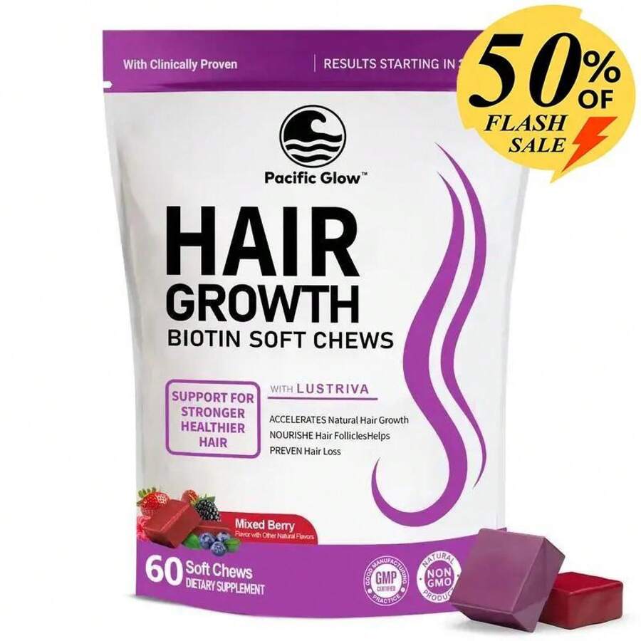 Hair Growth Accelerator With Clinically ProvenLustriva To Promote Thicker, Stronger Hair, Biotin,Vitamin E & C, Mixed Berry, 60 Silicon Haircare - 2pcs - 查看 1
