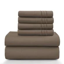 LUX DECOR 6-Piece Embroidered Bed Sheet Set – Brushed Microfiber, Deep Pocket, Lightweight & Breathable – Graduation Gifts, Home Decor, Sleep Protection For Dorms, Student Beds, Back‑To‑School Gift, Soft Bed Linens, Comfortable Sleep, Luxury Bed Set, Valentine's Day Bedroom, Spring Bedding Refresh, Guest Room Essentials, Dorm Room Bedding, Premium Bed Linens, Easy Care Sheets, Hypoallergenic Fabric, Year-Round Comfort, Master Bedroom Update, Matching Bedding Set, Hotel Quality Linens - Màu nâu Sô-cô-la - Xem 12