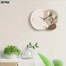 2D Flat, 1pc Modern Minimalist Flower Creativity Art Clock Mute Decorative Wall Clock, Super Quiet Quartz Movement, No Ticking Sound, Suitable For Bedroom Decor, Dining Room Living Room Office Sofa Background Wall Decor, Home Decor