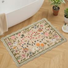 1Pcs Room Decor Modern Washable Scalloped Floral Snake Area Rug For Living Room Indoor Bedroom Foldable Floor Mats, Soft Low Pile Non Shedding Carpets For Offices Non-Slip Runner For Hallway Dorm - Brown - View 4