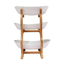 White 3-Tier Plastic Fruit Stand, Bamboo-Style Multi-Level Display Tray For Party Snacks & Dessert Serving With Stable Base - Wood, White - View 5