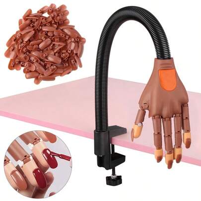 Nail Acrylic Gel Practice Hand 100 Pcs Nail Tips Flexible Training Nail Art Tip