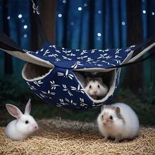 Small Animal Hideaway& Hammock, Cozy House With Roof For Small Pets To Sleep And Hide - Washable Pet Cave& Hideout Corner, Hanging Hammock Hideout Bed, Cage Accessories For Guinea, Hamster, Rat, Glider, Squirrel, Ferret, Kitten, Squirrel, Chinchilla