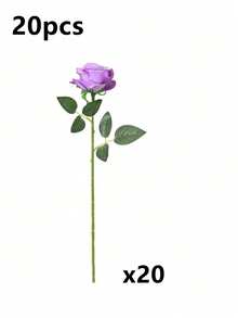 50朵紫色玫瑰仿真長莖玫瑰花束，人造花，適合居家裝飾、房間佈置、情人節裝飾、畢業禮物 - 紫色 - 查看 11