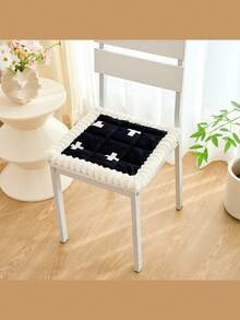 1 件厚毛绒椅垫，扇形边缘装饰座垫，家居装饰，适用于餐椅、电脑椅、办公椅座垫椅枕靠垫游戏椅 - 彩色 - 查看 15