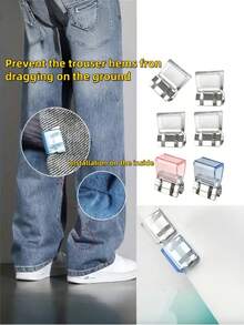 12个装隐形裤夹，可缩短裤腿，防止裤腿拖地。隐形纽扣开合，无缝设计，防止裤腿拖地。适用于牛仔裤和长裤。 - 彩色 - 查看 4