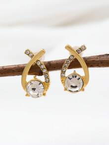 1 Pair Elegant Sterling Silver Fully Paved Cubic Zirconia Hoop Earrings, Personalized Circle Earrings For Women