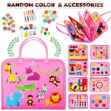 婴儿翻转学习板，感官发展活动板，多功能触觉玩具，可拆卸婴儿忙碌板，拼图学习玩具，培养认知能力 - 彩色 - 查看 11