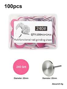 100pcs/Box Colorful Nail File Sanding Discs, Nail Grinding Discs With Bearings, Nail Care Tools, Flat Head Foot Grinding Discs - Multicolor - View 13