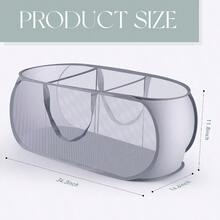 FACULX 2 Pack Pop Up Hampers For Laundry 3 Compartments Mesh Folding Laundry Basket Collapsible Mesh Laundry Hamper For Laundry Room Bathroom Room College Dorm Or Travel Grey And Black-HOME - 灰黑 - 查看 2