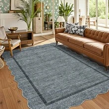 Modern Home Decor Simple Living Room Area Rug Non Slip Thin Bordered Entrance Runner Rug Non Shedding Low Pile Mat Throw Rug Easy To Clean Stain Resistant Carpet Printed Washable Soft Floorcover For Dinning Room Kitchen Laundry Bathroom Bedroom - Grey - View 3