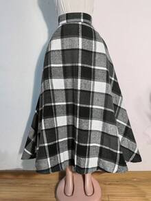 Falda casual de mujer con bolsillo a cuadros - Multicolor - Ver 2