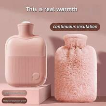 1pc 500ml/1000ml/2000ml Water Filling PVC Hot Water Bottle, Anti-Explosion With Cute Plush Cover