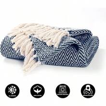 EHC Reversible Throw Blanket Single 125 X 150 Cm Grey - Navy Blue - View 5