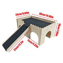 Hamster Wooden House, Small Animal House, Cage Accessories, Easy-Install Bed, Guinea Pig Habitat