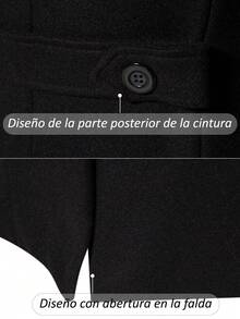 Abrigo largo para hombre de gabardina, abrigos para hombre en colores caqui negro gris con doble fil a de botones, elegante y formal para ocasiones especiales - Negro - Ver 7