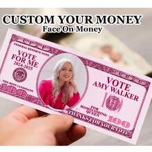 20/40/60/80/100/200/400pcs, Custom 100 Dollar Bills For Homecoming Campaign, Homecoming Campaign Money, Fake Money/Your Face On Money, Prom Queen, Vote For Me, Game Money, Personalized Dollars,Multi-Functional, Ornamental,Reusable,Exquisite,Stylish,High-Quality,Colorful,Modern,Custom,Personalized,Unique,Ideal Gifts For Him,Ideal Gifts For Her,Boyfriend,Dad,Girlfriend,Mom,Family,Friends,Tea Room,Home,Garden,Office,For Anniversaries,For Valentine's Day,For Mother's Day,For Birthdays,For Father's Day,For Graduation,For Weddings,For Housewarming,Customized Party Supplies - Multicolor(Regular) - View 7