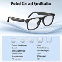 AI Translation Smart Glasses With Chat GPT For Men And Women, Bluetooth Sunglasses With Translator 164 Languages , Music Playback & Hands-Free Calls, UV & Blue Light Protection Pure Black Sunglasses - 黑色 - 查看 10