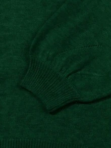 EAVA Fall/Winter Korean Style Minimalist Sweater Round Neck, Elegant Loose Fit Versatile Bell Sleeves Side Slit Pullover Knitwear For Women,Valentine's Day,Valentine Outfits For Women,Valentine Clothes - Green - View 8