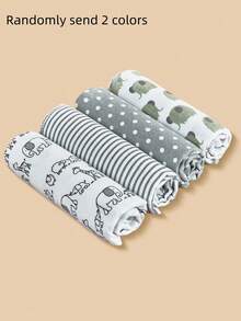 4 件/2 件套新生儿襁褓毯，温暖舒适的婴儿花卉印花包裹毯，卡通图案婴儿平纹细布包巾（多种颜色） - 彩色 - 查看 14