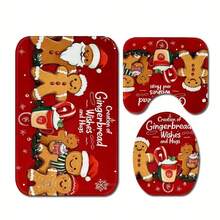 1pc/3pcs Gingerbread Man Christmas Themed Bath Mat, Warm And Joyful Carpet - Washable And Easy To Clean, Suitable For Bathroom, Laundry Room, Living Room, Bedroom, Kitchen, Christmas Home Decor Rug Set; Bath Mat: Bathroom Mat, Bath Rug, Door Mat, Small Rug, Carpet, Mat, Home Decor, Area Rug, Outdoor Mat, Home Decor, Area Carpet, Bedroom Carpet, Washable Rug