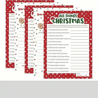 10pcs/20pcs/30pcs, Christmas Party Game Cards - Paper Question And Crossword Game - Holiday Fun, No Electricity Required - Double-Sided Cards For Classroom And Group Activities