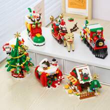 Christmas Building Blocks Toy Set, Train, Santa Claus, Gingerbread House, Stocking, Reindeer, Santa Claus, Apple House, Christmas Tree, Vintage Christmas Snow House, Holiday Decor Building Blocks Set, Adult Creative Holiday Gift, Adult Building Blocks Set, Christmas Gift, New Year Gift, Party Gift - Multicolor Christmas Snow House Building Block Set - View 10