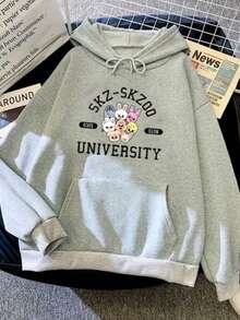 Strayyy Kidss Kpop Band Korea Sweatshirt Cute Tumblr Print Warm Jacket Style Print Modest Fashion Sport - Màu Xám nhạt - Xem 1